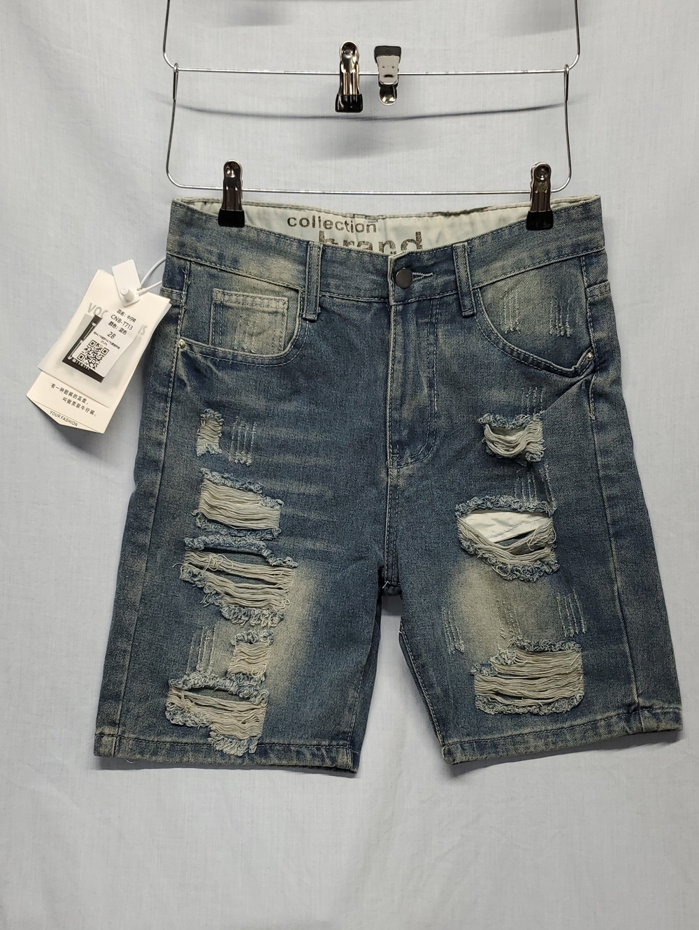 Men's Distressed Denim Shorts - Blue #345
